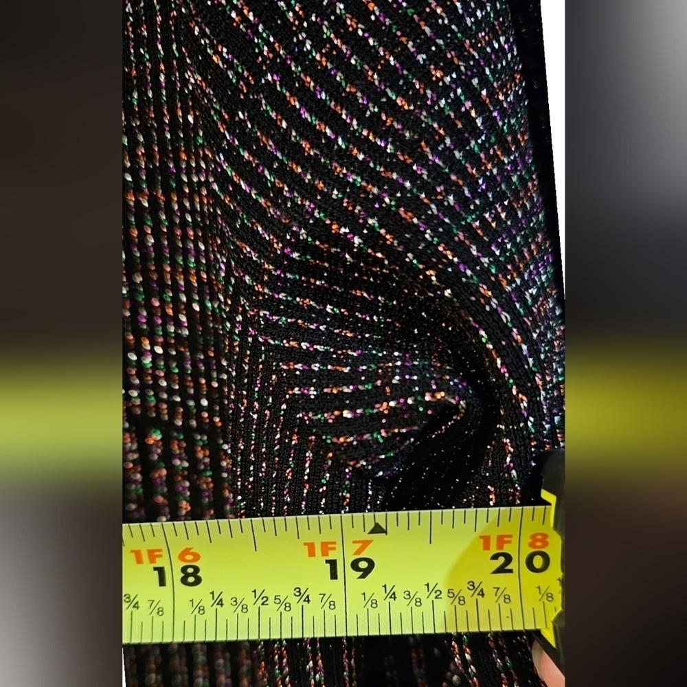 Ophelia Roe - NEW Women's Mock Neck Form- Fitted Midi Multicolor Shimmery Dress﻿ - Picture 7 of 7